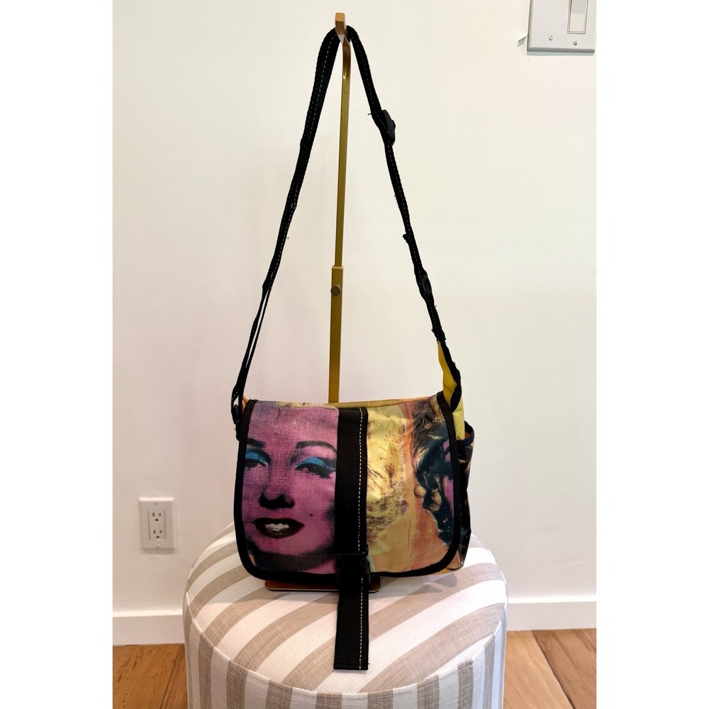 Andy Warhol Loop Messenger Bag Marilyn Monroe Portrait Vinyl Canvas Crossbody